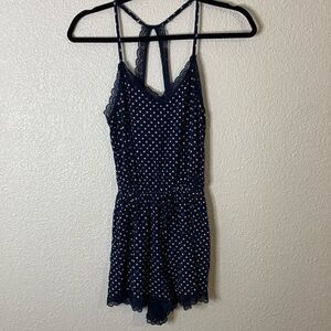 Gilly Hicks- Sleep rompers- blue polka dot and lace size XS